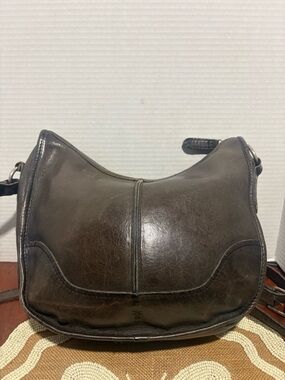 Frye Dark Brown Leather Saddle Shoulder Bag